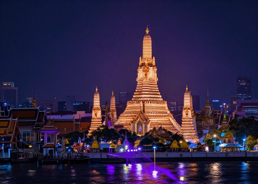 บรรยากาศกรุงเทพฯ ยามค่ำคืนกับแสงนีออนม่วง ธีมหลักของสล็อต MK8827